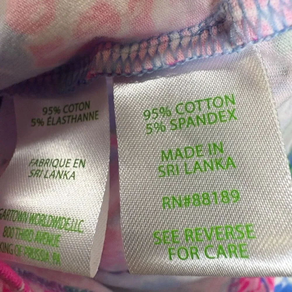 Lilly Pulitzer Girls Size 14 Floral Print Long Sleeve Tee T Shirt Pink Blue